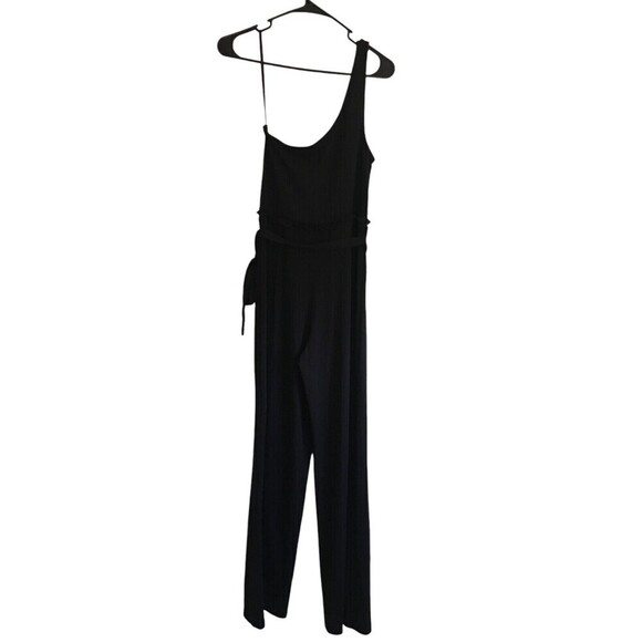 Avec Les Filles Jumpsuit Women's Size Small Black One Strap Asymmetrical - Picture 5 of 7